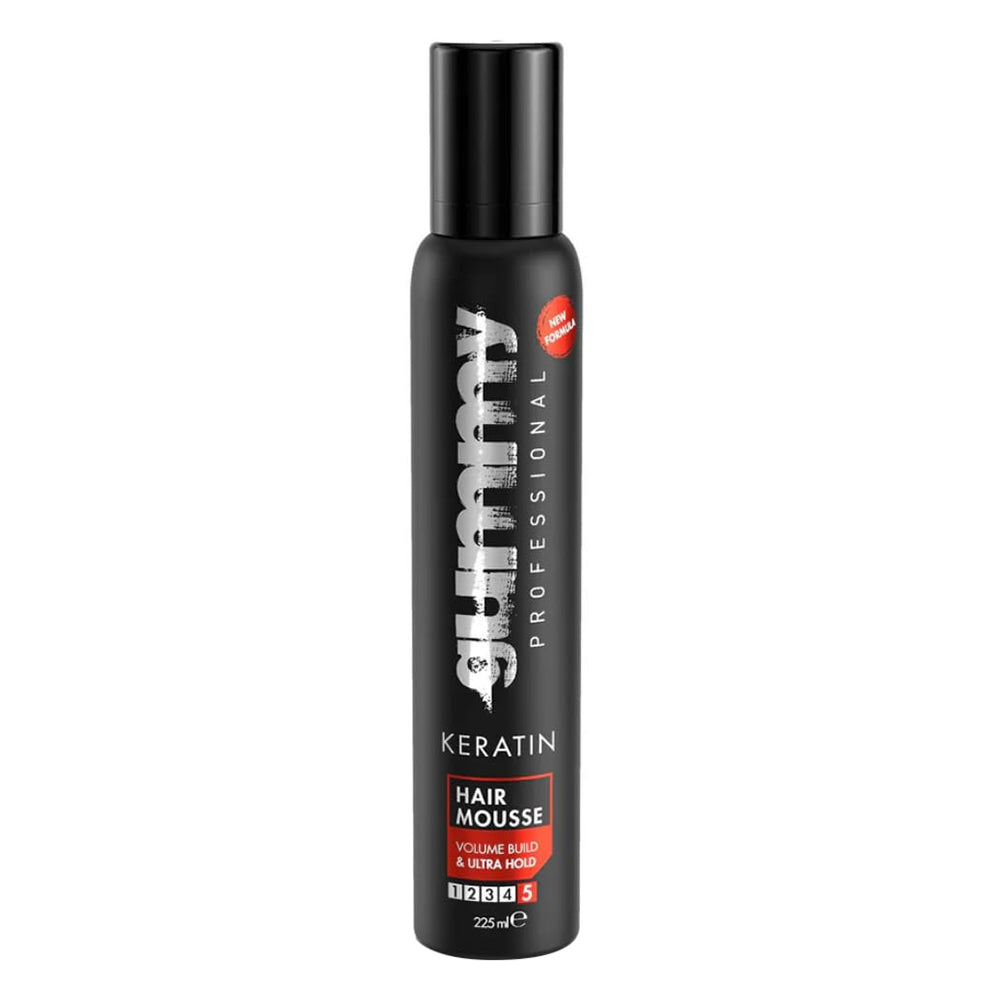 Gummy Professional Keratin Volume Build and Ultra Hold Hair Styling Mousse 7.6Oz (225ml)